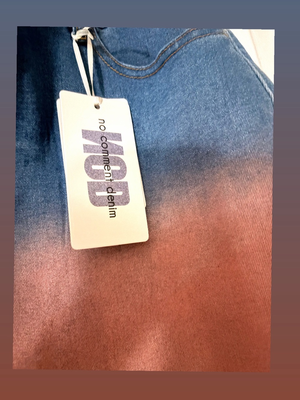 Ombre Denim Mini Skirt in Blue and Rust - Picture 3 of 3